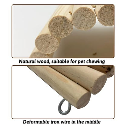 Hamiledyi 15.66 x 7.8 Inches Wooden Reptile Hideout Bearded Dragon Bendy Bridge Climbing Ladder Hiding Hut Reptiles Hide Cave Habitat Decor for Lizards Gecko Spiders Snakes Tortoise