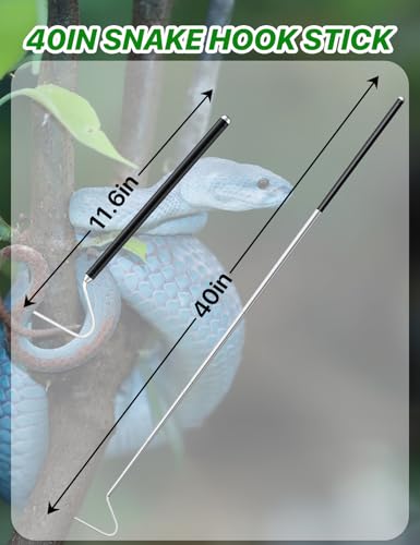 Snake Hook 40" – Telescopic Stainless Steel Reptile Grabber Stick for Safely Handling Snakes and Lizards, Lightweight & Portable Catcher Tool