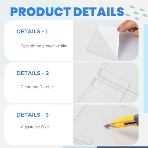 Sieral Aquarium Lids Polycarbonate Canopy 2 Pieces Set 22.95 x 11.5 x 0.12 inch for 33/40/55 Gallon with Center Brace Aquariums Cover Fish Tank Lid with a Hook Knife, Clear - color: Clear, size: 48 x 13 Inch