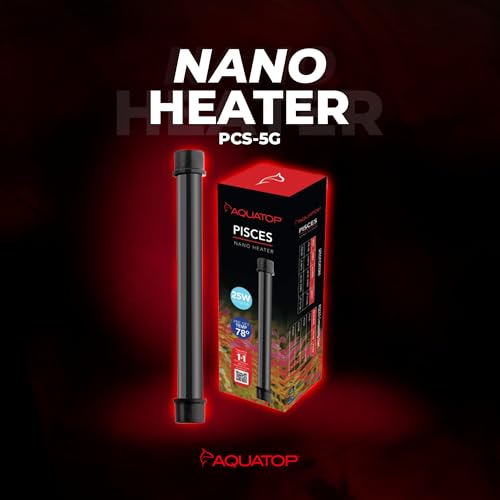 Aquatop 25W Pisces Nano Heater – Fully Submersible for Nano Fish Tanks Up to 8 Gal – Preset 78°F – Heat-Resistant Water Heater for Small Aquariums - size: 25W