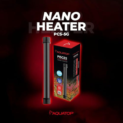 Aquatop 25W Pisces Nano Heater – Fully Submersible for Nano Fish Tanks Up to 8 Gal – Preset 78°F – Heat-Resistant Water Heater for Small Aquariums - size: 25W