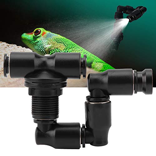 Gonetre Reptiles Mist Sprinkler, 360°Adjustable Reptile Nozzle, ine Mist Sprayer Nozzle, Reptiles Fogger Mist Sprinkler for Rainforest Pet Cooling System, Black