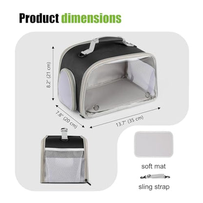 WEVONIGU Scratch-Resistant Bearded Dragon Backpack Foldable Gecko Carrier Ventilation Travel Bag with Clear View Window Dual Carry Cage Options for Travel Hiking & Vet Visits - color: Black, size: Carrier