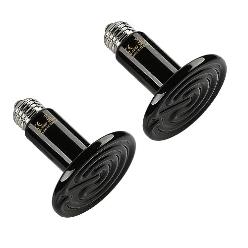 YSSOA 100W Ceramic Heat Emitter, Reptile Heat Bulbs, Ceramic Heat Lamp for Reptiles, Amphibian, Chicken, Dog, Cat, 2 Pack, Black - color: Black, size: 2 Pack, style: 100W