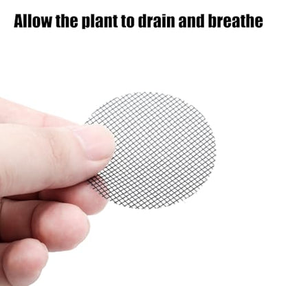 PINE & LINEN 100pcs Flower Pot Hole Mesh Pad, Round Drainage Mat Plant Potting Grid Mat, Prevent Soil Loss for Gardening/Gardeners(5cm/2inch) - size: 5cm/2inch