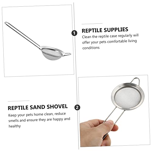 Toddmomy 2pcs Stainless Steel Reptile Litter Cleaner Shovel for Substrate Cleaning Fine Mesh Pooper Scooper for Tortoise Snake and Crab Terrariums