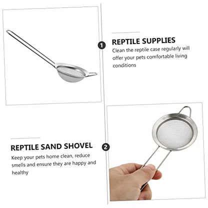 Toddmomy 2pcs Stainless Steel Reptile Litter Cleaner Shovel for Substrate Cleaning Fine Mesh Pooper Scooper for Tortoise Snake and Crab Terrariums