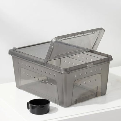 VICASKY Plastic Reptile Carrier Box with Efficient Ventilation System and Safe Construction, for Gecko and Lizard Housing, Portable Snake and Spider Habitat Enclosure,