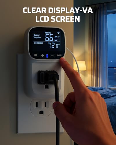 DEWENWILS Smart WiFi Temperature Controller Outlet, 15A/1800W, 24H Timer | Bluetooth APP Remote Control, Schedule Timer, for Greenhouses, Incubators, Brewing, Reptiles, Garages