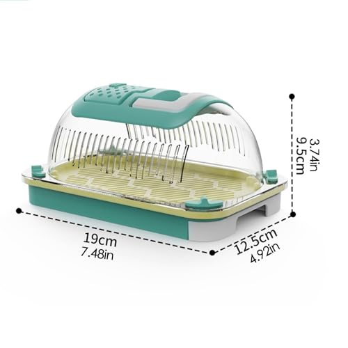 Plasti c Reptile Terrarium Carrier Cage with Handle & Tray, Portable Breathable Reptiles Feeding Box Clear Travel Carrier for Small Reptile Amphibians, 19 x 12.5 x 9.5 cm