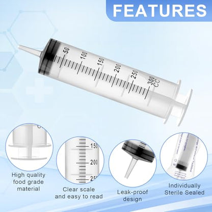 300ml Large Syringes, Individually Sterile Sealed Plastic Syringe for Liquid, Scientific Labs, Measurement, Pet Feeding ,Ink Refilling ,Oil or Glue Applicator(1 Pack) - style: 300ml