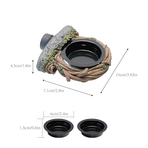 Magnetic Feeding Ledge with 2pcs Cups,Reptile Water Bowl,Bearded Dragon,Turtle,Crested Gecko,Snake,Tank Accessories - size: S
