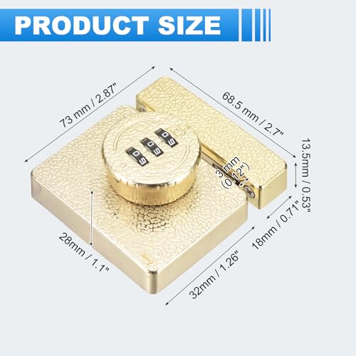 PATIKIL Barn Door Combination Lock with Password, 3 Digit Mechanical Password Lock for Sliding Door Gate Cabinets Closet, Gold - color: Gold