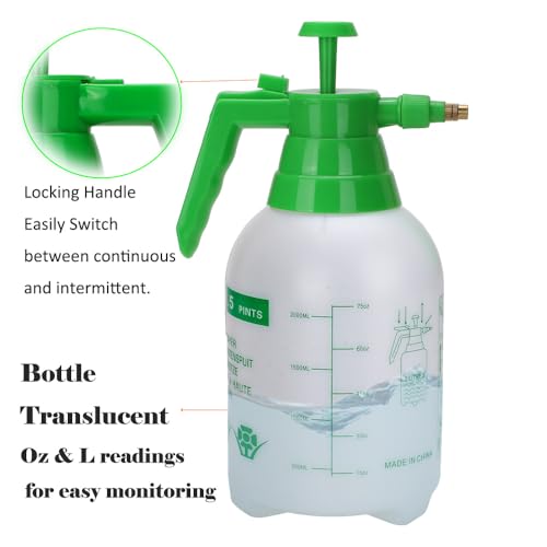 3 Pack 2L Garden Pressure Sprayer, Hand Pump Plant Spray Bottle | Translucent Handheld Sprayer for Indoor Houseplant Watering, Lawn Care, Household Cleaning & Patio Maintenance - color: 2L-White-3PCS