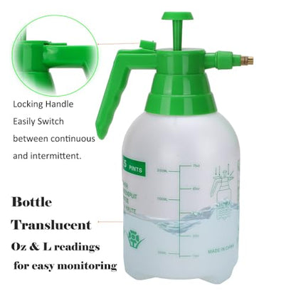 3 Pack 2L Garden Pressure Sprayer, Hand Pump Plant Spray Bottle | Translucent Handheld Sprayer for Indoor Houseplant Watering, Lawn Care, Household Cleaning & Patio Maintenance - color: 2L-White-3PCS