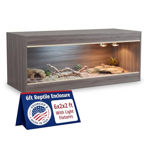 180 Gallon Reptile Enclosure, Made in USA 72" x 24" x 24" Bearded Dragon Tank with Sliding Acrylic Doors, Large Terrarium for Leopard Geckos, Snakes, Lizards & Tortoises - Iconic Maple - color: Iconic Maple