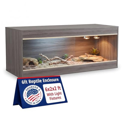180 Gallon Reptile Enclosure, Made in USA 72" x 24" x 24" Bearded Dragon Tank with Sliding Acrylic Doors, Large Terrarium for Leopard Geckos, Snakes, Lizards & Tortoises - Iconic Maple - color: Iconic Maple