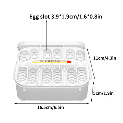 Reptile Incubation Box Reptile Incubator Egg Tray Hatching Box with 12 Grids for Turtle Gecko Lizards Mane