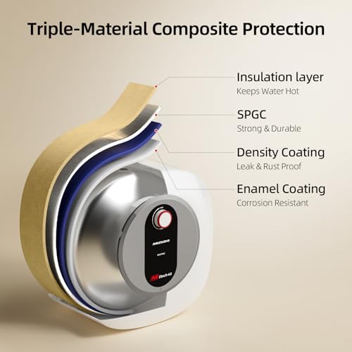 Electric Mini Tank Water Heater - 4.0 Gallon Point of Use Instant Hot Water Heater for RV, Camper, Kitchen, Food Truck, 120V 1440W, Under Sink, Wall or Floor Mounted, Easy to Install - color: 4 Gal