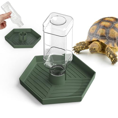 Reptile Water Dispenser-Bearded Dragon Water Bowl - Small Water Dish for Tortoise - Bowls for Reptiles & Amphibians (L) - size: L