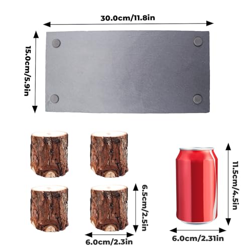 Bearded Dragon Basking Platform, Slate Rocks for Reptiles with Wooden Pile, Leopard Gecko Hides and Caves, Reptile Tank Accessories for Bearded Dragons, Geckos, Ball Pythons, Tortoise (Black, Small) - size: Small