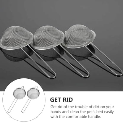 Abaodam 2pcs Reptiles Sand Scoop and Lizard Dung Sieve Shovel with Metal Mesh for Terrarium Cleaning, Fine Mesh Shovel for Reptile Box Substrate Waste Removal