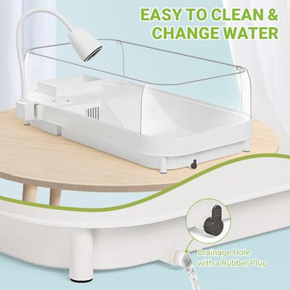 Moonorange Large Turtle Tank Kit, Turtle Tank Starter Kit with Multi-Function Areas - color: White (Large Kit)