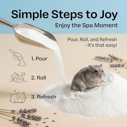 Sukh 47OZ Hamster Sand Bath - White Fine Silica Sand, Hamster Soft Cleaning | Sand Bath for Hamster, Guinea Pig, Rabbit, Chinchilla, Gerbil, Syrian Mice, Squirrel, Small Pet Cage Bedding Accessories - size: 47 OZ