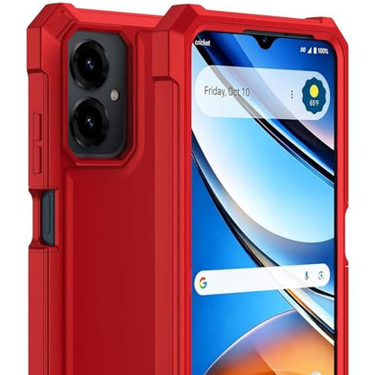 for Cricket Icon 2026 U656AC Slim Tough Hybrid Cover Phone Case + Extreme Band (Red) - color: Red