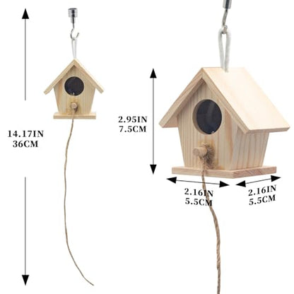 Jumping Spider Enclosure Accessories, Little Hanging Wooden House with Magnet and Climbing Rope, Jumping Spider Hide, Hideout for Small Animals