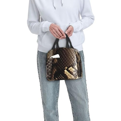 Insulated Lunch Bag Snake Skin Lunch Box for Women Men Reusable Leakproof Lunch Cooler Bag for Office Picnic - color: Snake Skin