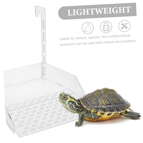 Extra Large Hanging Turtle Basking Platform with Slip-Resistant Ramp, Acrylic Turtle Dock for Aquarium Tank, Floating Reptile Resting and Feeding Area