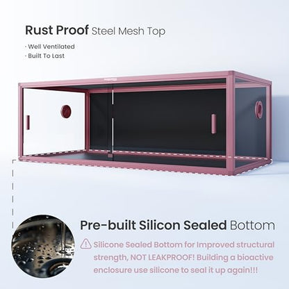 Lightweight 85 Gallon Reptile Enclosure for Snake, Bearded Dragon | Optimal Ventilation & Light Penetration by Rust Proof Mesh Top, Easy Assembly within 6 Steps with Clear Instruction - color: Bloom Pink, size: 85 Gallon