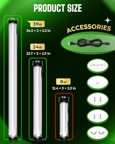 T5 UVB Reptile Light Fixture HO UVB Bulb Lighting Combo Kit 8W Reptile Light Bar Terrarium Hood 10.0 UVB Light Bulb Fluorescent Tube UVA UVB Desert Lamp for Bearded Dragon Tropical and Deserts - size: 8W-12.4IN