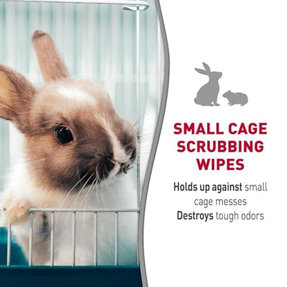 Nature's Miracle Small Animal Cage Scrubbing Wipes, 30 Count | Bio-Enzymatic Formula Helps Break Down Tough Stains & Odors, Cleans & Deodorizes Cages & Accessories, Safe For Pets and Home* - size: 24 Count (Pack of 1)