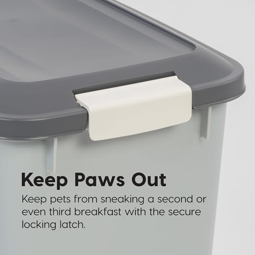 IRIS USA Dog Food Storage Container, 2-Pack, Up to 54 lbs, Gray/Dark Gray | Made in the USA, Comes w/ Wheels & 2-Cup Scoop, Airtight Seal, BPA-Free, Bird Seed, Cat food, Cat Litter, Multi-Pet Household - color: Gray/Dark Gray, size: 54 lbs - 2 Pack