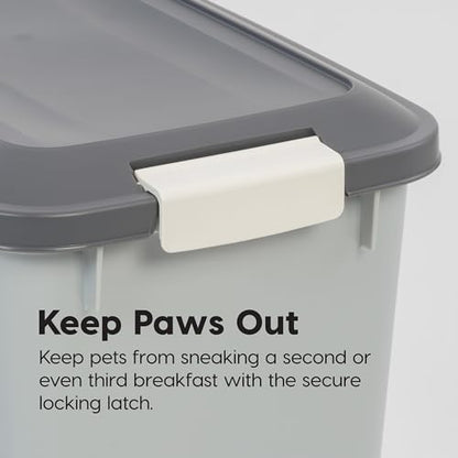 IRIS USA Dog Food Storage Container, 2-Pack, Up to 54 lbs, Gray/Dark Gray | Made in the USA, Comes w/ Wheels & 2-Cup Scoop, Airtight Seal, BPA-Free, Bird Seed, Cat food, Cat Litter, Multi-Pet Household - color: Gray/Dark Gray, size: 54 lbs - 2 Pack