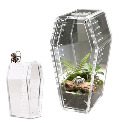 Jumping Spider Enclosure Kit Terrarium, Acrylic Enclosure Only | Air-Permeable, Gap-Free Design, Escape-Proof Jumping Spider Enclosure - color: Crystal Clear