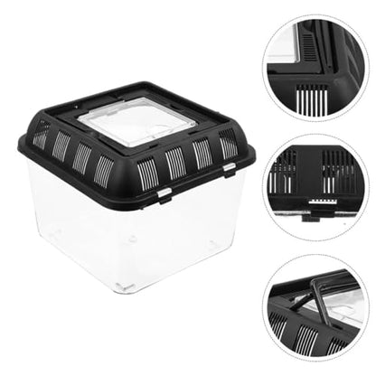Transparent Reptile Breeding Box with Handle Sturdy Turtle Carrier for Feeding and Transport Wear-Resistant Holder Suitable for Various Reptiles and