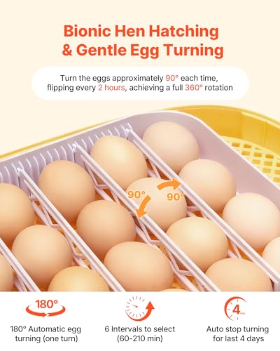 VEVOR 24 Egg Incubator, Automatic Egg Turner with LED Candler, Temperature & Humidity Control, 360° View Clear Window, Auto Water Refill, Poultry Eggs Incubators for Hatching Chicks Ducks Goose Quail - size: 24 Eggs