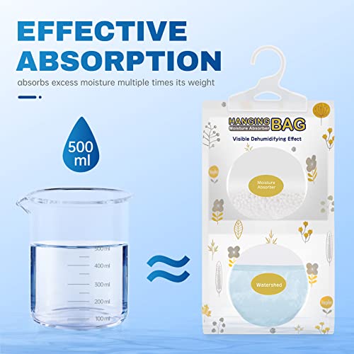 Vacplus Moisture Absorber, 5Pack Hanging, Strong Absorption, Unscented | Closet, Enclosed Spaces, Bathroom, Odor Eliminator, Dehumidifier Bags, 9.8 OZ - size: 5 pack