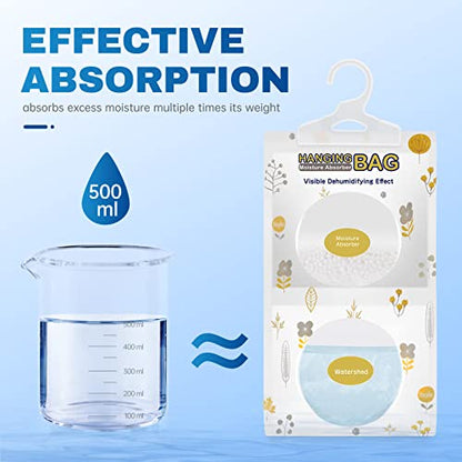 Vacplus Moisture Absorber, 5Pack Hanging, Strong Absorption, Unscented | Closet, Enclosed Spaces, Bathroom, Odor Eliminator, Dehumidifier Bags, 9.8 OZ - size: 5 pack