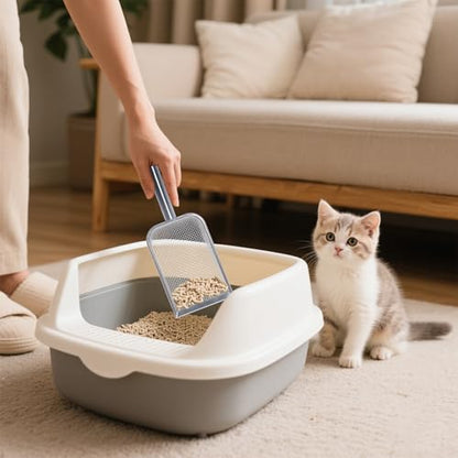 SUMERSHA Cat Litter Scoop Stainless Steel Mesh Scooper for Litter Box Kitten Pooper Lifter, Beach Mesh Shovel for Shell Collecting