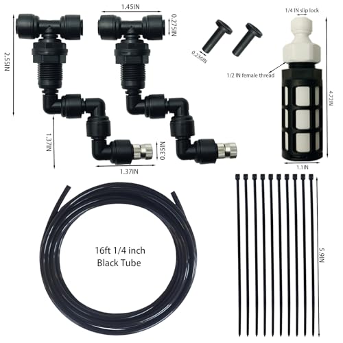 Reptile Terrariums Misting Accessories kit, 2PCS Adjustable Reptile Mister Nozzles, with 16ft 1/4 inch Tube, Black - size: 2PCS Single Nozzles