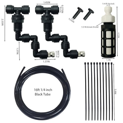 Reptile Terrariums Misting Accessories kit, 2PCS Adjustable Reptile Mister Nozzles, with 16ft 1/4 inch Tube, Black - size: 2PCS Single Nozzles