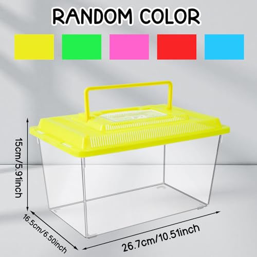 12Pcs Plastic Reptile Terrariums Carrier Cage, Tarantula Enclosure Breeding Box Hatching Container Transparent Fish Tank Turtle Aquarium with Random Color Lid for Lizards, XL(10.6" x 6.7" x 5.9") - size: XL