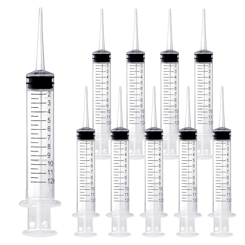 Wisdom Teeth Syringe, 12ml Dental Irrigation Syringe (10 Pack) | Sterile Individually Package with Measurement for Oral Dental Care, Tonsil Stones Removing, Lab, Liquid, Feeding - style: Straight Tip 10 Pack