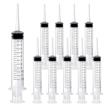 Wisdom Teeth Syringe, 12ml Dental Irrigation Syringe (10 Pack) | Sterile Individually Package with Measurement for Oral Dental Care, Tonsil Stones Removing, Lab, Liquid, Feeding - style: Straight Tip 10 Pack