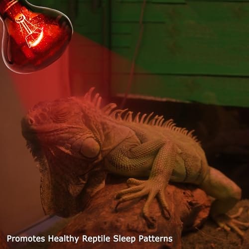 60W Infrared Red Reptile Heat Lamp Bulb, Basking Spot Light | Red Heat Emitter, Provides Gentle Heating for Reptiles, Bearded Dragons, Lizards, Snakes & Terrariums, E26 Base, 2-Pack - color: Red-infrared Heat Lamp, size: 60 Watts