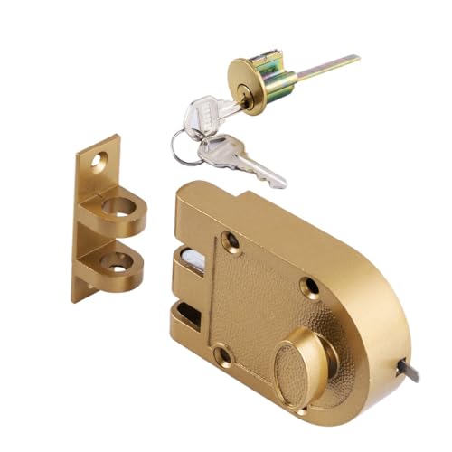 Rim Lock Replace Door Lock for Front Door with Flat Striker in Gold Finish - color: R2663 3F-Z8
